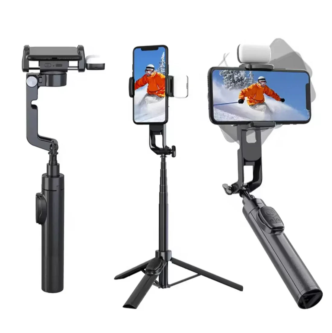 Single-Axis Stabilizer Bracket MINI Selfie Stick Tripod -360° Auto Rotation Portable Handheld Gimbal for iphone cell phone Smartphones